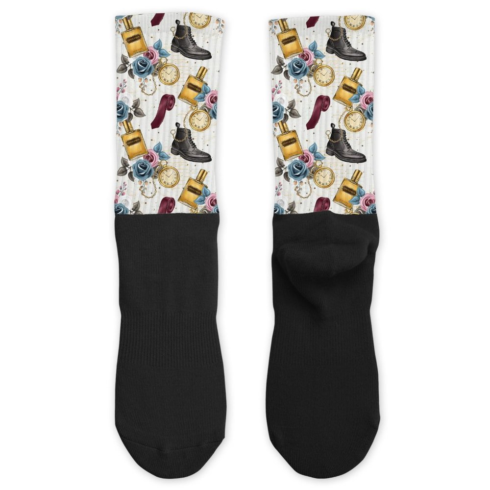 Gentlemen's Dapper Fashion Pocket Watch Cologne Necktie Design Cotton Socks